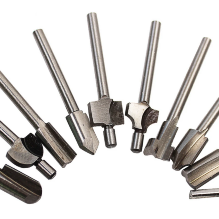 10pcs HSS Titanium Router Drill Bits 3mm/1/8 inch Woodworking Trimming Rotary Tool kit For Dremel Foredom