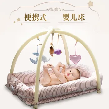 

Newborn Portable Baby Bed The New Baby Bassinet Baby Nest Game Bed with Mosquito Net Cribs Cotton Gauze Cradle