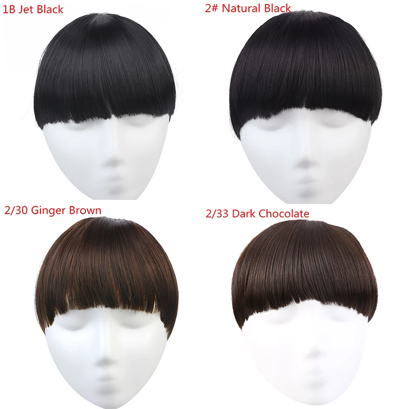 SARLA Synthetic Fake Clip in Bang Hair Extensions Fringe Clip On Blunt Bangs Hairpiece Hair Piece Natural Flase Black Brown B7