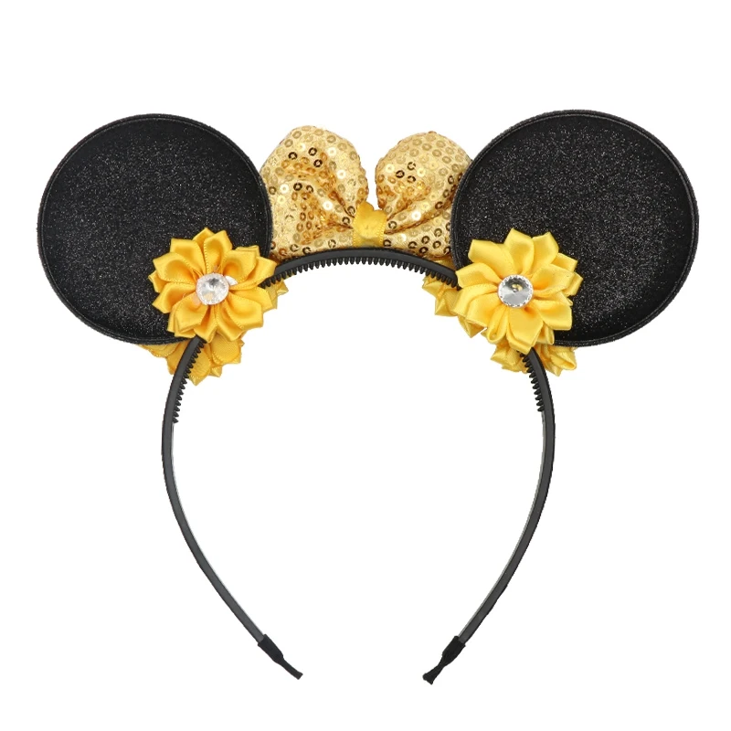 1 шт. детские цветы повязка с кристаллами Микки уши Hairband бутик луки аксессуары для волос для девушек интимные Аксессуары Пластиковые обручи