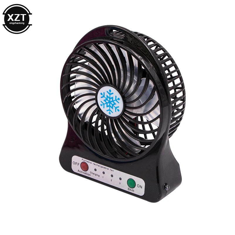 Mini Portable USB Fan LED Light Air Cooler Small Desk Rechargeable 18650 Battery Cooling Fan For for PC Computer Powerbank