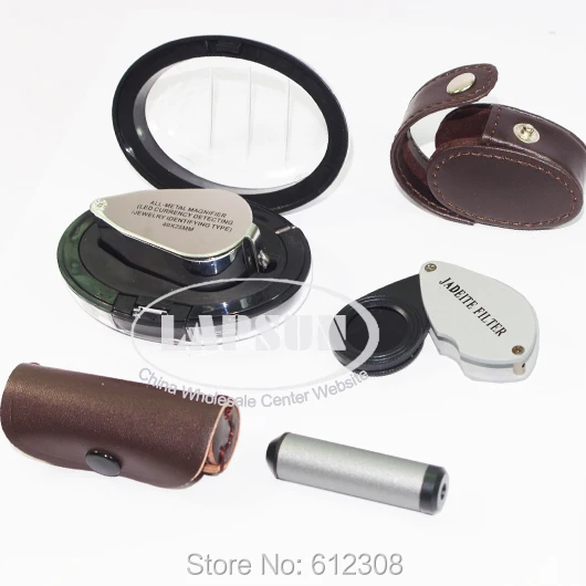 

Pocket Diffraction Grating Spectroscope Gem Tool + Jadeite Filter Gemstone Tester + 40X 25mm Glass Jeweler Loupe Magnifier Set