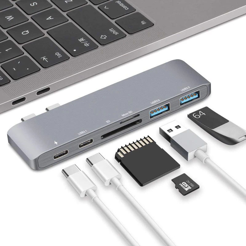 Usb type C концентратор Thunderbolt 3 адаптер многопортовый для 2017 2016 MacBook pro с 40 Гбит/с SD TF