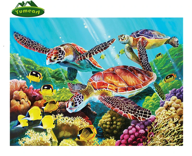 YUMEART алмазная живопись Sea Turtel and Fish вышивка Алмазная коралловый крест креативная