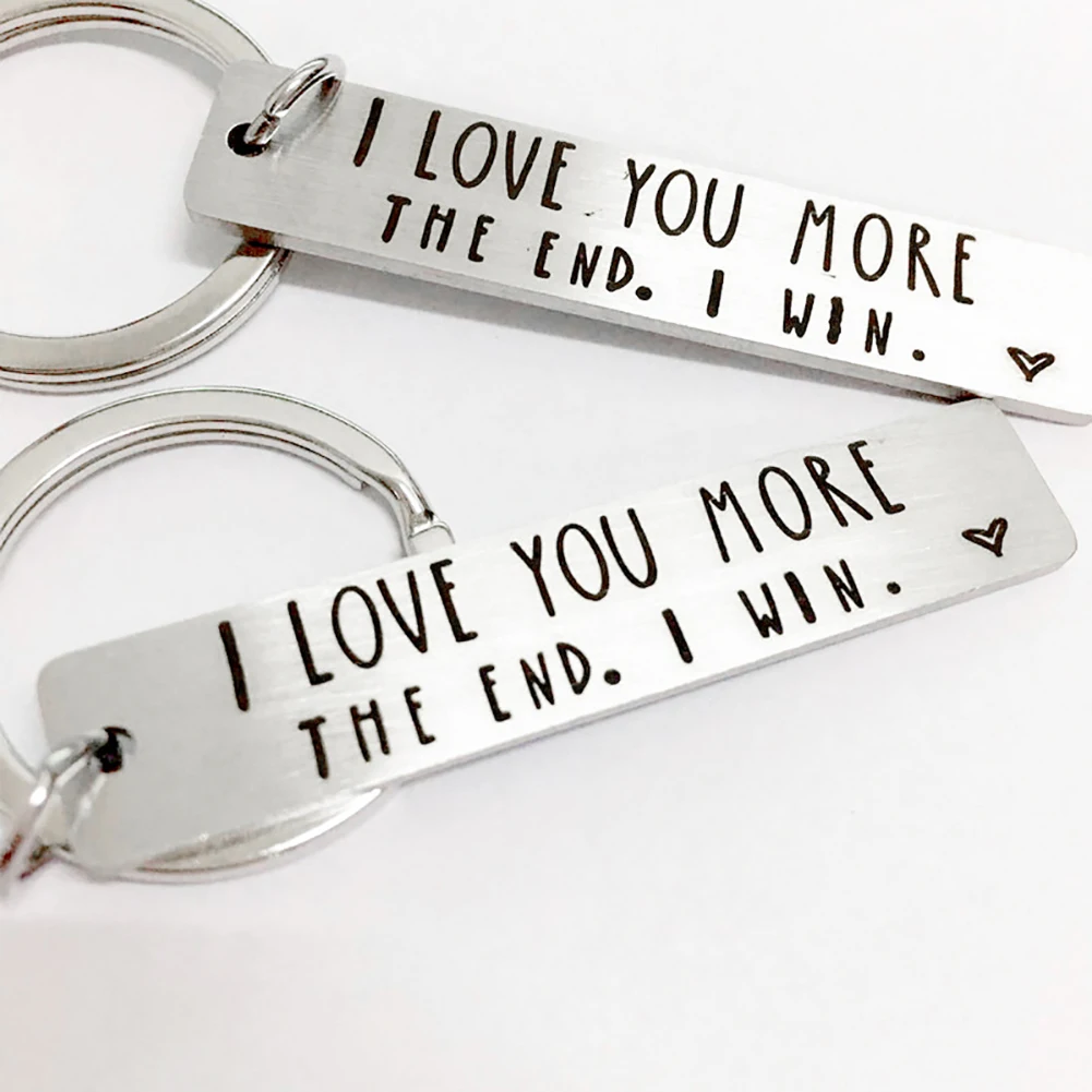 Металлический брелок для ключей с надписью «I LOVE YOU MORE THE END», брелок для ключей для влюбленных, Подарочный декор, брелок для ключей на День святого Валентина, подарок для ключей