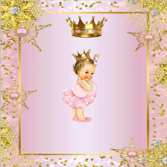 8x8ft Mahkota Emas Bingkai Merah Muda Gadis Bayi Shower Photo Studio Latar Belakang Latar Belakang Vinyl 240 Cm X 240 Cm Background Aliexpress