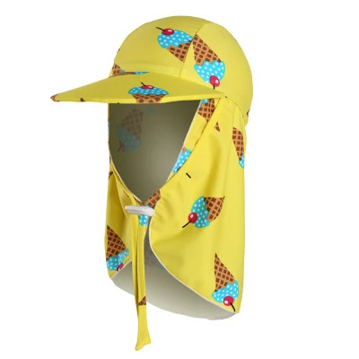 UPF50+ детская шапочка для купания, Пляжная шапочка для плавания с рисунком, накидка для плавания с ушками на шее, шапочка для купания для детей, Пляжная шапка для маленьких мальчиков и девочек - Цвет: 12