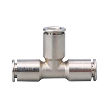 

PE-10 Pneumatic Air Quick Connector Nickel Plated Brass Joint 3 Way 10mm to 10mm to 10mm Push In Tee Type Pipe Fitting