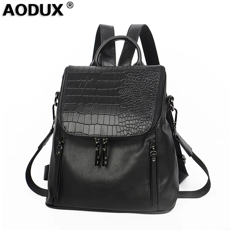

2018 Backpack 100% Genuine Leather Backpacks Natural Real First Layer Cow Leather Top Layer Cowhide Women Shoulder Bag