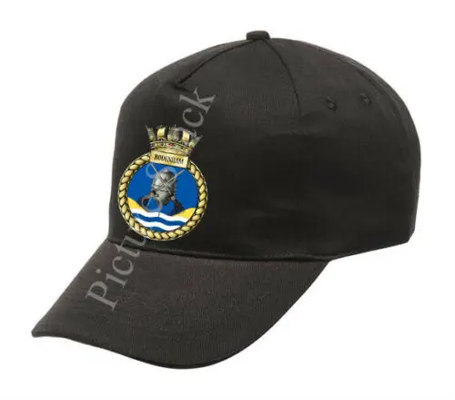 

HMS BODENHAM CREST PRINTED ON A BASEBALL CAP. ROYAL NAVY