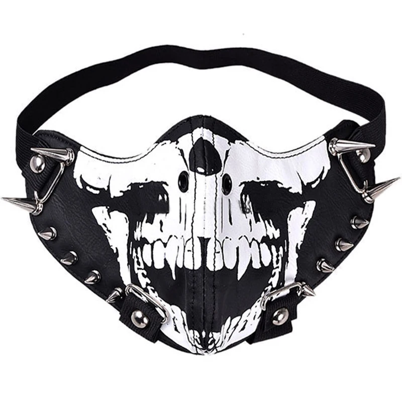 Motorcycle Skull Punk mask Rivet Moto PU leather Dust Masks Riding