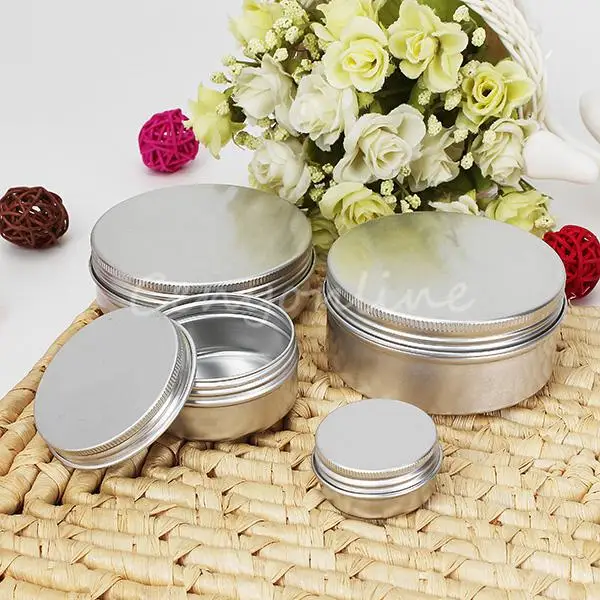 أعلى جودة 10 قطع 50 ملليلتر فارغة الألومنيوم وعاء مستحضرات التجميل الشفاه بلسم جرة حاويات قصديرية غطاء لولبي ل كريم مرهم كريم اليد تخزين