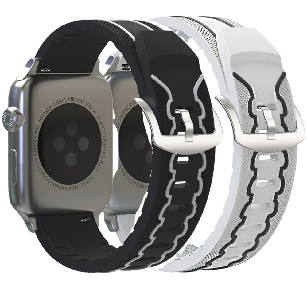 newest silicone watchband 38mm 42mm for Apple Watch band 40mm 44mm rubber best price strap iwatch 4 3 2 1 | Наручные часы