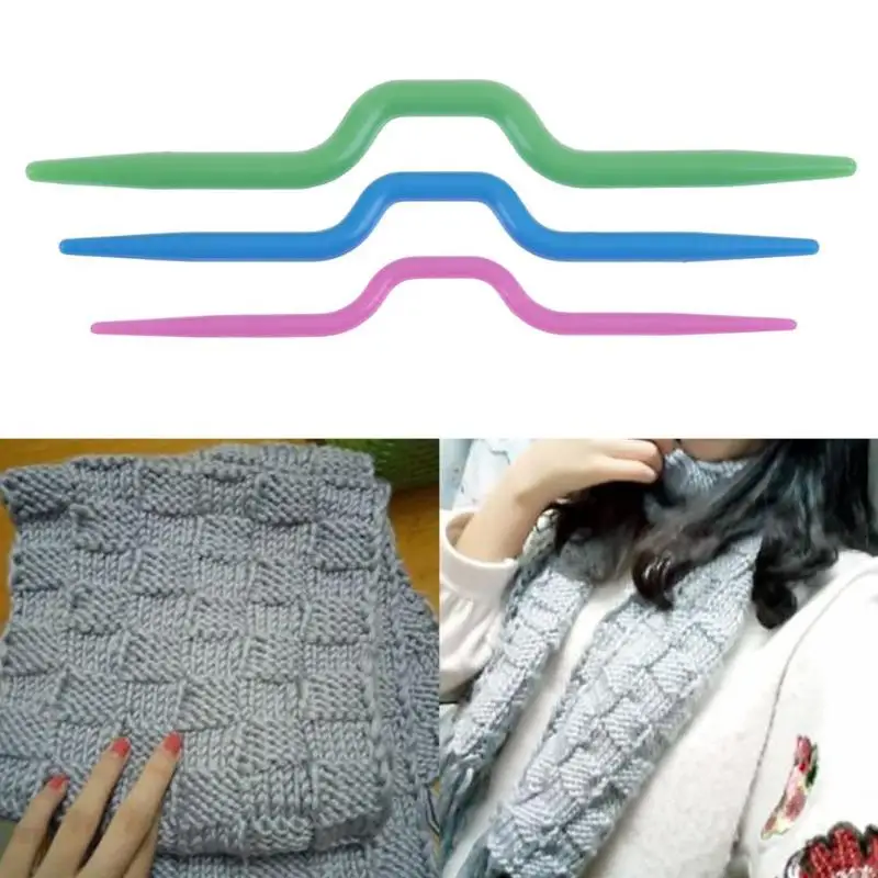 

3Pcs/Set Plastic Curved Crochet Hook Knitting Needles Scarf Sweater Twist Weaving Tool Home Sewing Tools 3 Colors Drop Shipping