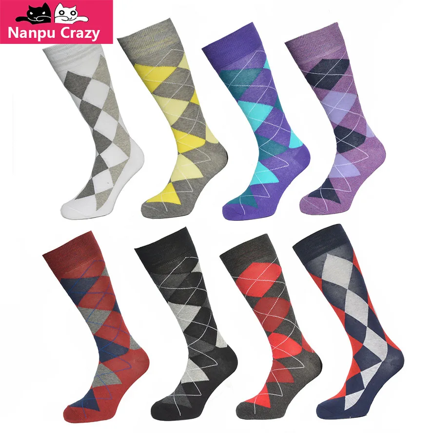 

Socks Skate Sock Europe Style Happy Socks for Men Hit Color Grid Novelty Running Big Size Cotton Sport Wedding Colorful Sock