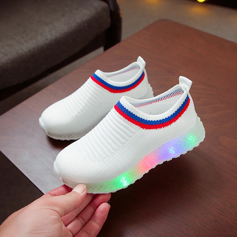 

baby luminous mesh loafers kids shoes for girls boys led light baby sneakers children sockes sneakers casual glowing sneakers