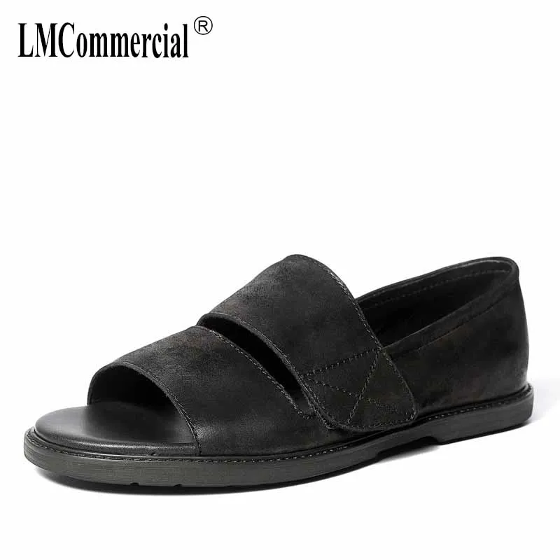

Summer Genuine Leather Men sandals breathable open-toed Roman shoes mens gladiator sandals summer cowhide Slippers Flip Flops