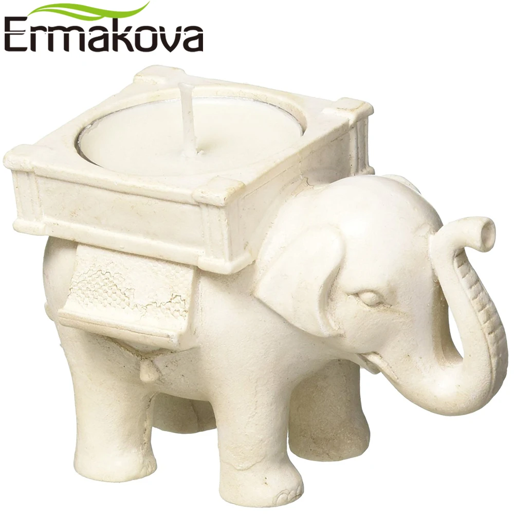 

ERMAKOVA 2 Pcs/Set Resin Bird Elephant Tea Light Holder Animal Statue Bird Tealight Candle Holder Home Wedding Decor Gift