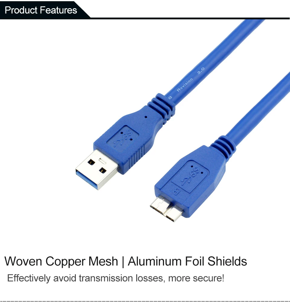 USB 3.0 Type A to Micro B Cable USB3.0 Fast Data Sync Cable Cord for External Hard Drive Disk HDD Male to Male 0.3m 0.5m 1m 1.5m (4)