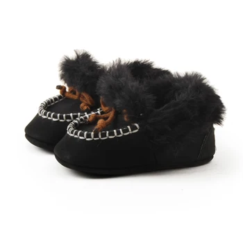 

Delebao Fluffy Winter Baby Boots Warm Newborn Lace-up Toddler Cotton Boots Fashion Abrasive Cloth Baby Shoes Wholesale