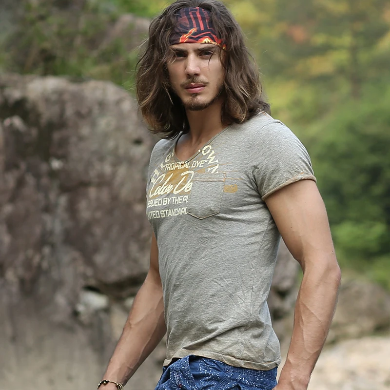 V JEAN font b Men s b font Pigment Dyed American T font b Shirt b