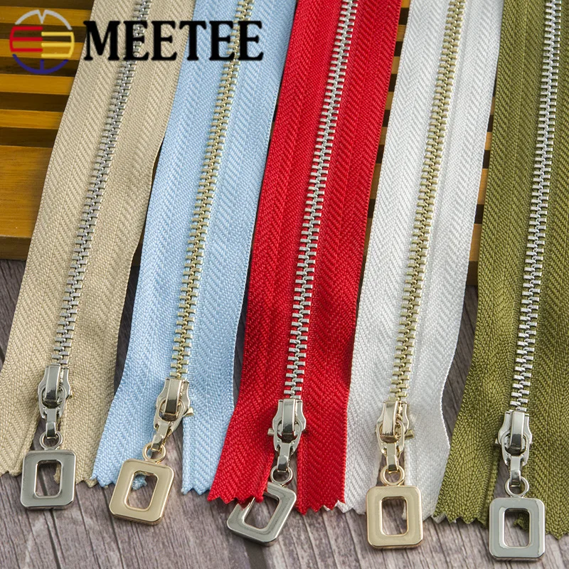 5 шт. Meetee автоматический замок 3# Металлические молнии 20 см золотые зубы закрытые молнии для шитья сумки, юбка DIY аксессуары для одежды