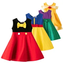 Летнее платье принцессы для маленьких девочек, костюм Белоснежки на день рождения, платье Белоснежки, нарядная детская одежда с Минни Маус, детская одежда с юбкой-пачкой для костюмированной вечеринки