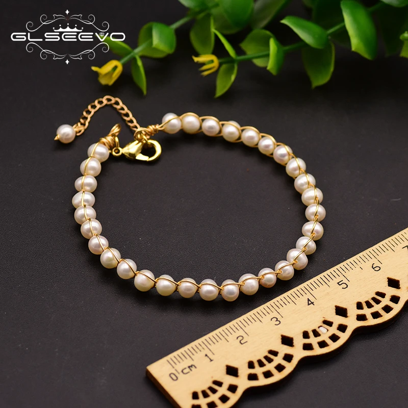 GLSEEVO, натуральный пресноводный жемчуг, регулируемые браслеты для женщин, подарок, браслет для женщин, хорошее ювелирное изделие, запонки GB0146