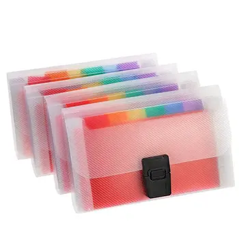 

4 Pack Mini Document File A6 7.1 x 4.45 x 1.1 Inch Rainbow Expanding Folder 13 Pocket File Organizer 12 Labels Index