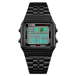 Мужские Цифровые деловые часы World Time Date Digital часики для мальчиков waterproof 30 m