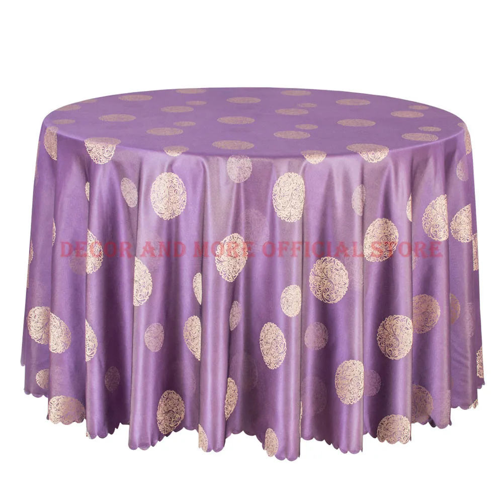 10PCS Poly Jacquard Tablecloth Purple Round Table Cloths Elegant Dining