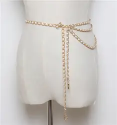 Жемчужные серебряные золотые модный ремень цепь панк хип-хоп Модные женские ремни женские модные ремни