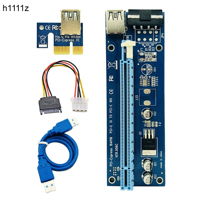 10 шт. PCI E расширитель Express Riser Card VER 006C 1x к 16x USB 3 0 SATA 4Pin IDE Molex Power для BTC Miner Mining Machine| |