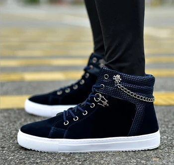 

Hot Sale Spring and Autumn New Men's Shoes Fashion Chain Canvas Shoes High Uppers Casual Shoes Men's Large Size Suede