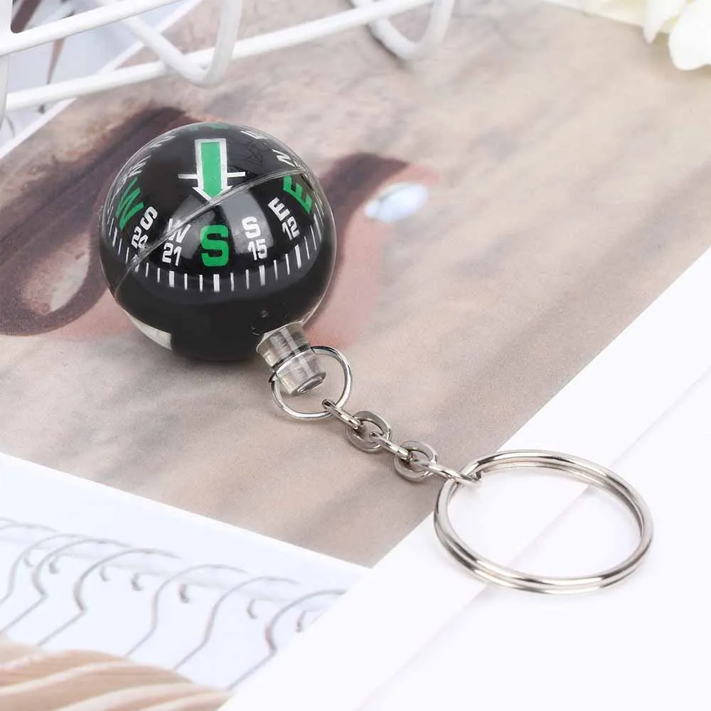 

28mm Ball Compass Keychain Liquid Filled Compass Navigator Tourist For Hiking Camping Travel Outdoor Survival