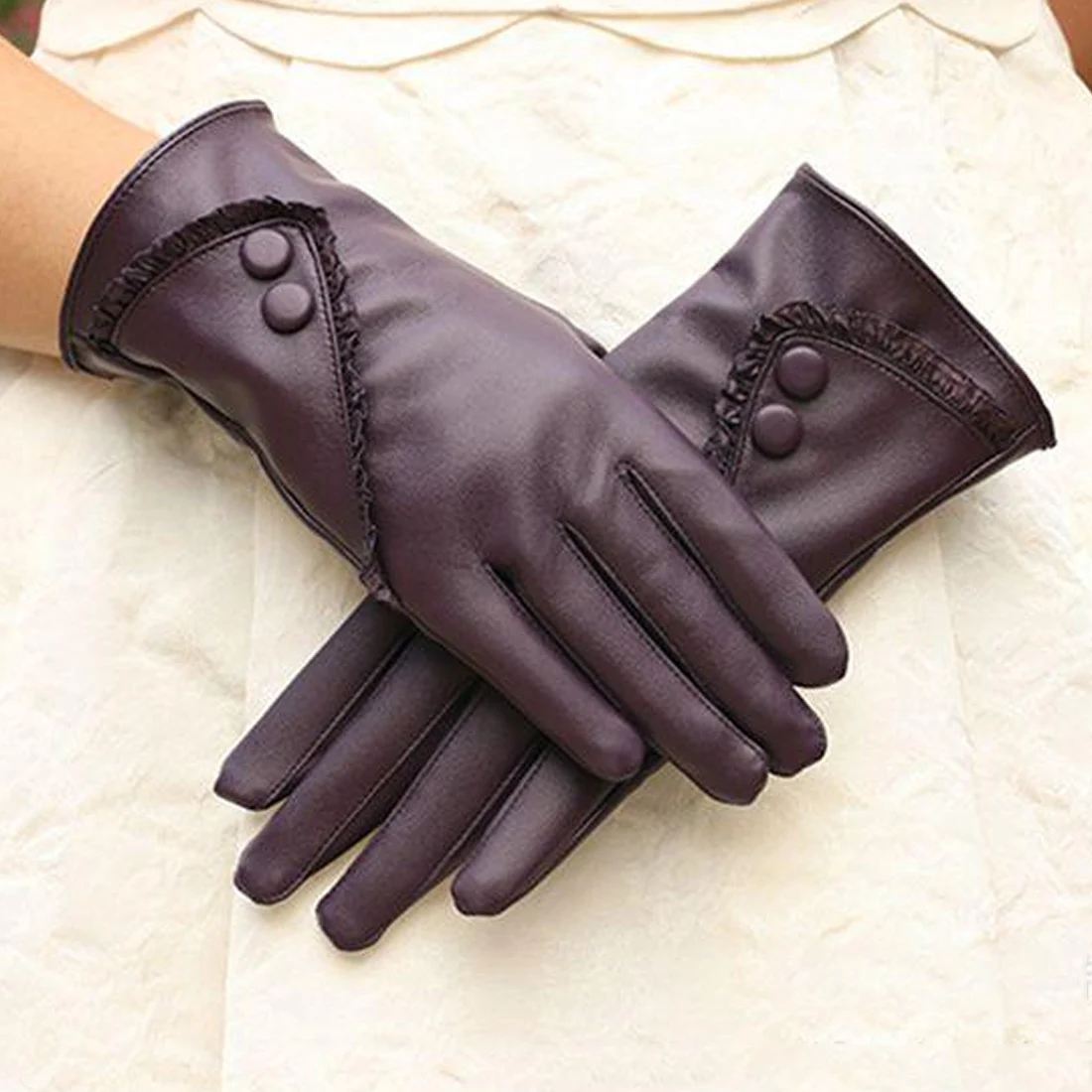 Новые женские перчатки из натуральной кожи, зимние теплые женские мягкие меховые перчатки с подкладкой из кроличьего меха, высококачественные варежки с заклепками