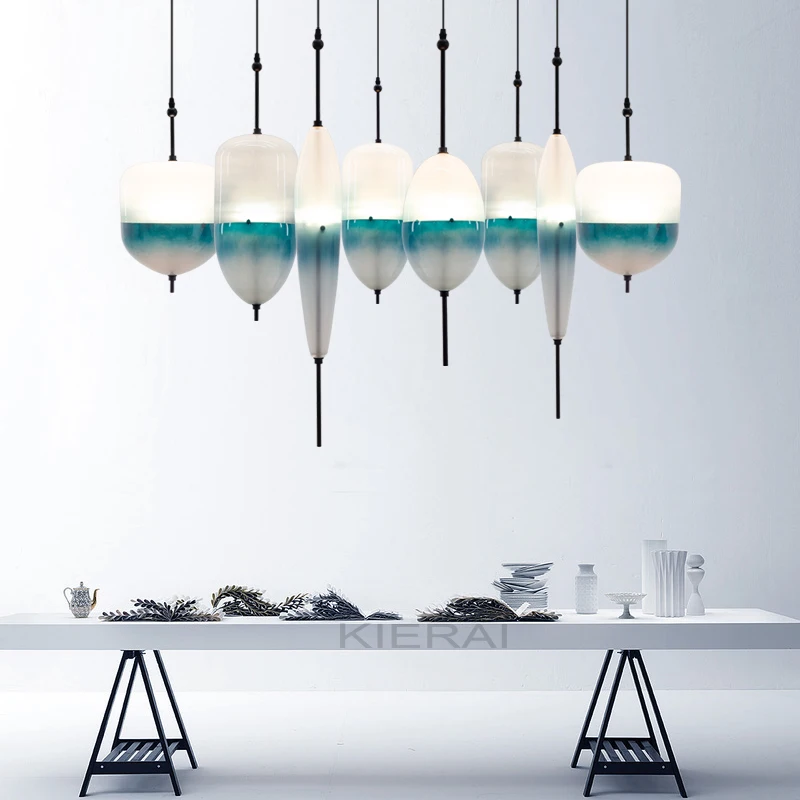 

Blue gradient glass art Hang lamps pendant lights led lights for home nordic pendant light fixtures loft style hanging