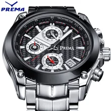 PREMA Chronograph Function Mens Watches Top Brand Luxury Quartz Male Clock Military Sport Men Stop Watch relogio masculino 2016