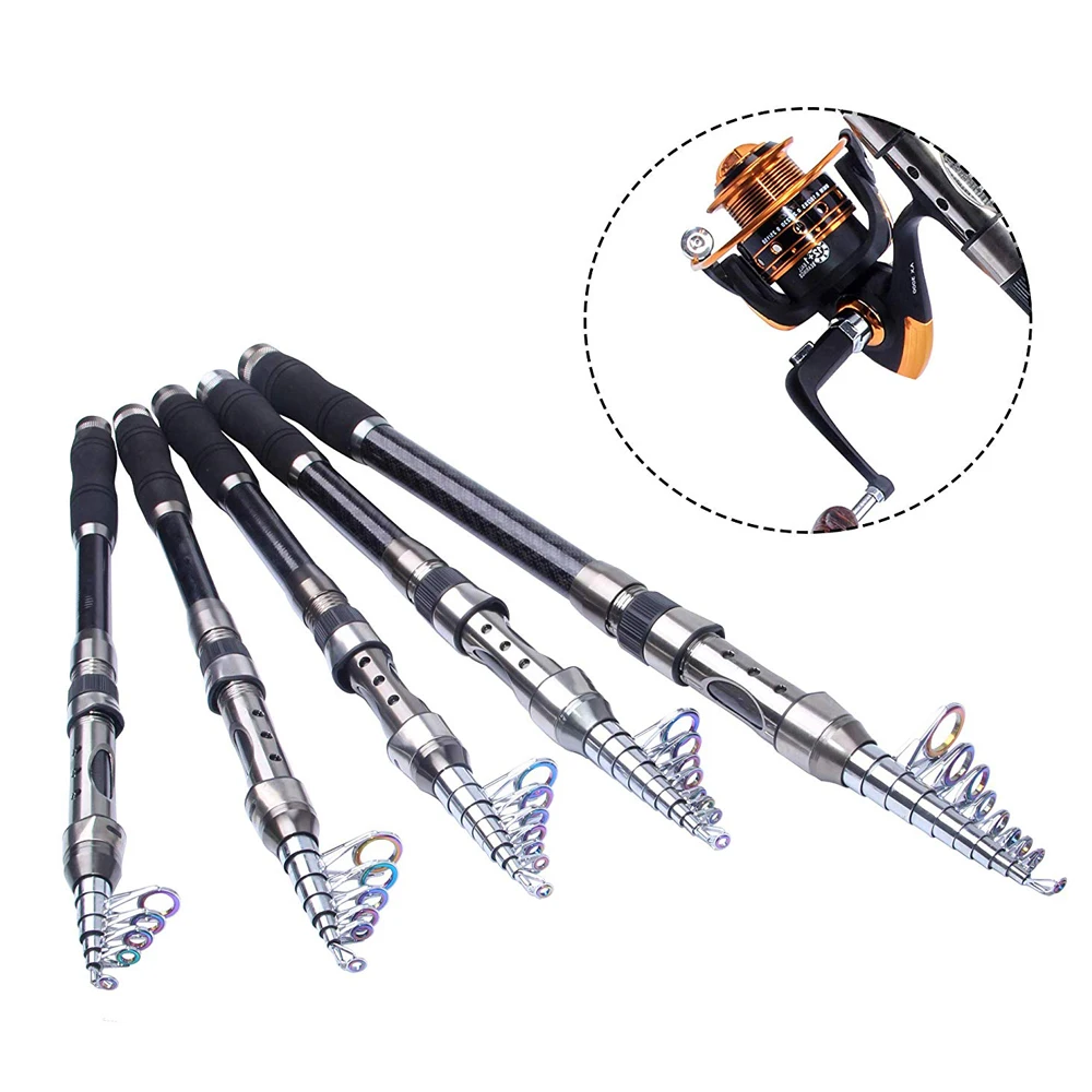 Fishing Rod Combo And Reel Full Kit Carbon Fiber Telescopic Spinning Portable Fishing Pole With Line Lures Hooks Fishing Bag Fishing Rod Combo And Reel Full Kit Carbon Fiber Telescopic Spinning Portable Fishing Pole With Line Lures Hooks Fishing Bag