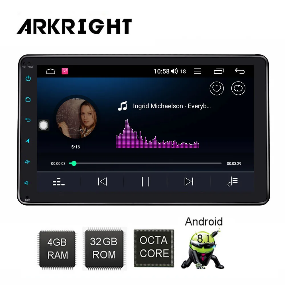 Cheap ARKRIGHT 8" Android Car Radio Audio Stereo 4+32GB Android 8.1 Car Multimedia Player For Toyota car Player built-in DSP 3