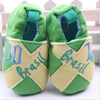 

2015 Fashion Spring Baby Shoes Green Cotton Slip-On Soft Sole Antiskid Kids Boy Girl Toddler Shoes First Walkers
