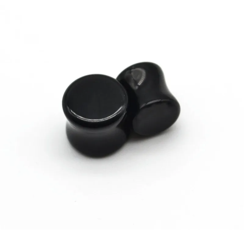 

Black Ear Tunnel Ear Plug Stretcher Saddle Taper Double Flared Stone 6mm 8mm 10mm 12mm Earrings Body Piercing Jewelry