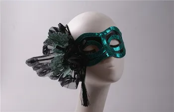 

Light blue half face beauty girl peacock lace mask party adult mask decoration mask