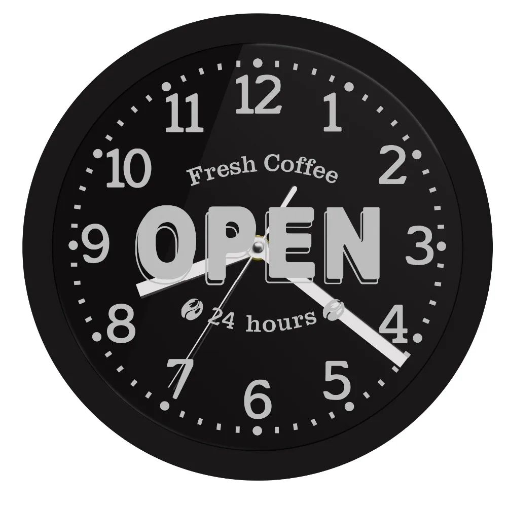 24 часа обслуживания светодиодный неоновый знак декоративные настенные часы кофе магазин бизнес светодиодный кафе бар настенные часы с красочным светильник