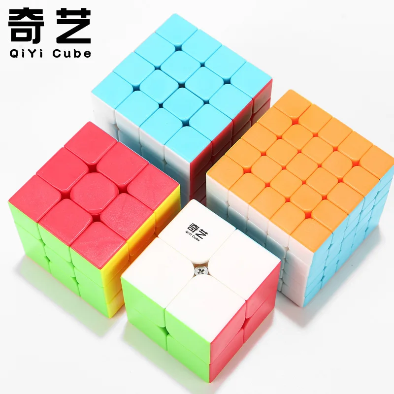 Qiyi, набор из 4 кубиков, магический нео-куб, набор включает 2x2 3x3x3 4x4x4 5x5x5, безлипкий кубик для тренировки мозга, детские игрушки