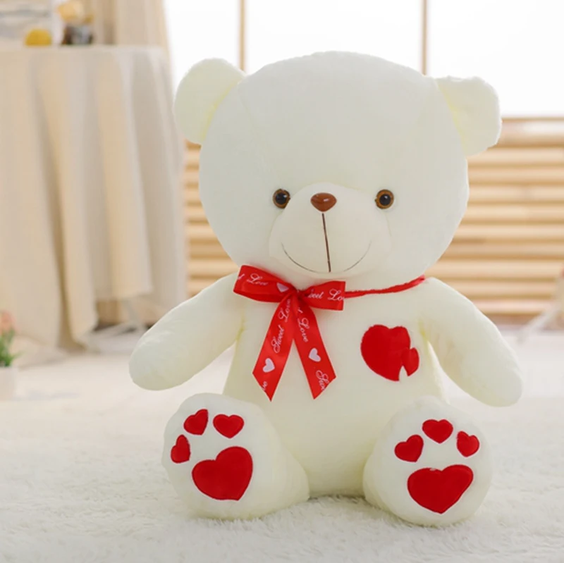 Светящийся Bluetooth 80 см креативный светящийся светодиодный плюшевый Набивная игрушка «Медведь» плюшевая игрушка красочный светящийся плюшевый мишка рождественский подарок для - Цвет: Белый
