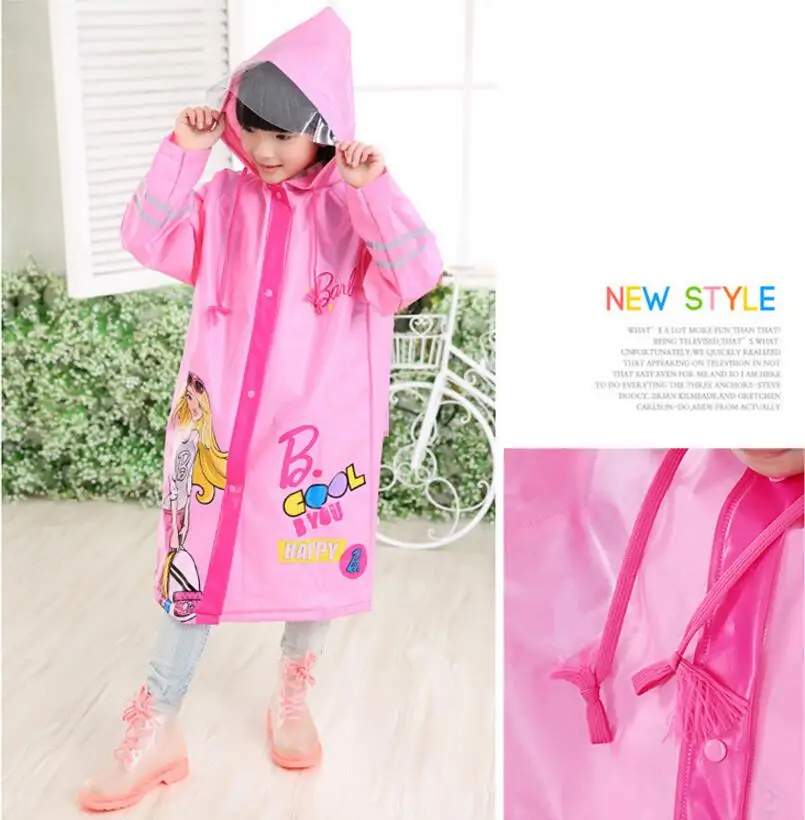 13.Waterproof raincoat kids girls boys with schoolbag Thicken Long rain jacket for children Super waterproof cap rain coat rainwear