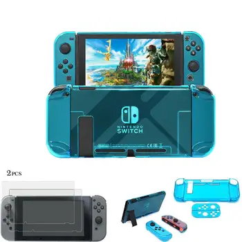 

TWISTER.CK For Nintend Switch 2pc Screen Protector with Hard Shell Blue Cover Case Bundle