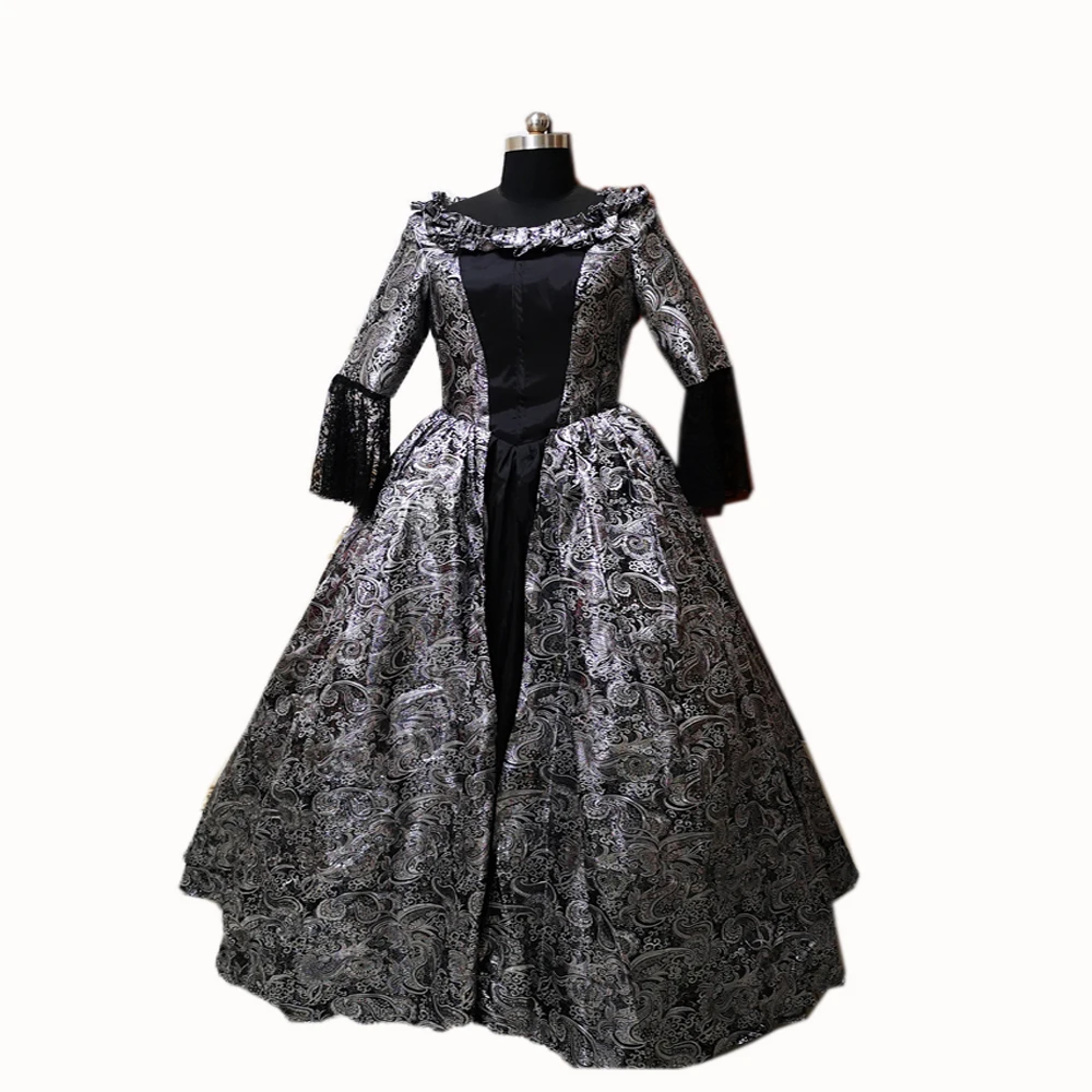 

New black Vintage costumes 18th Duchess Retro medieval Renaissance Reenactment Theatre Civil war Victorian dress D-304