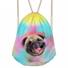 Повседневные мешки с Кулиской для мальчиков и девочек Kawaii 3D Роза Мопс Собака Хаски печать детские школьные сумки рюкзаки для хранения TeenSumka